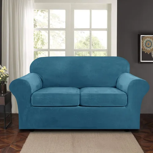 Vista 6 de ele ELEOPTION Fundas de sofá biplaza de alta elasticidad para sofá de 2 cojines, fundas de sofá biplaza para protector de muebles, juego de sofá