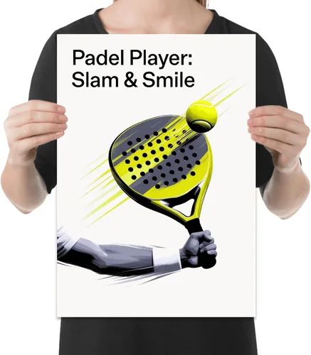 Vista 2 de Póster para entusiastas del pádel - Padel Player: Slam & Smile - 13x19 - Estilo minimalista moderno