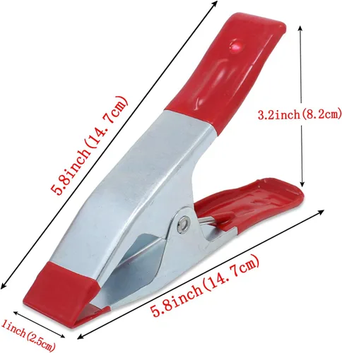 Vista 3 de ESUMIC® Abrazaderas de resorte de metal A de 4 x 6 pulgadas, abrazaderas de resorte de metal de alta resistencia, soporte de agarre con punta Rojo