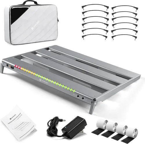 Vista 11 de Vangoa Pro Tablero de Pedales de Guitarra con Fuente de Alimentación Aislada de 12 V de Alta Corriente, PD-XL Plegable de Aluminio, Espacio