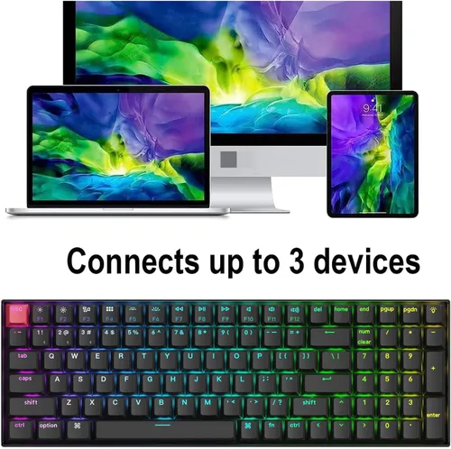 Vista 3 de Keychron K4 QMK Teclado mecánico inalámbrico personalizado, diseño intercambiable en caliente del 96% Bluetooth/USB-C programable, interruptor RGB