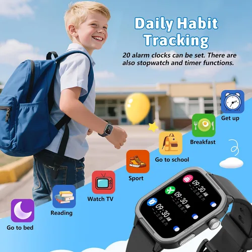Vista 6 de Reloj inteligente para niños para niño niña, relojes para niños con 19 modos deportivos, frecuencia cardíaca, monitor de sueño, podómetro