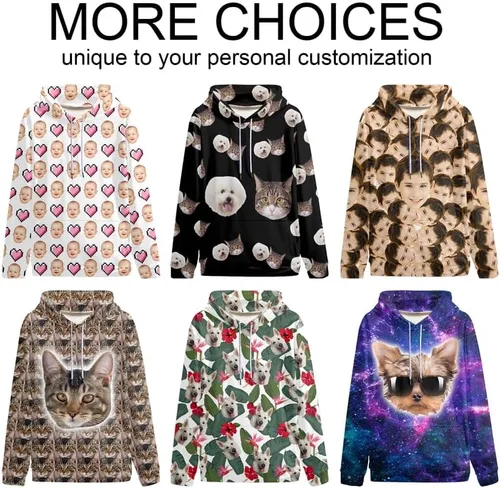 Vista 4 de Sudadera con capucha personalizada Diseña tu propio jersey Sudaderas personalizadas Sudaderas con capucha personalizadas Hombres Mujeres