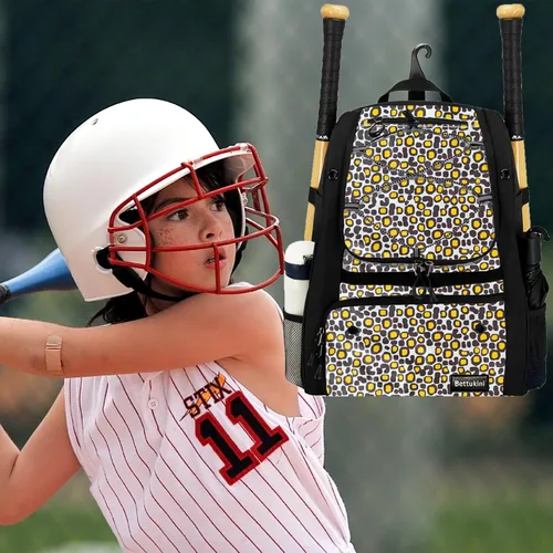 Vista 82 de Bolsa de béisbol juvenil con compartimento ventilado para zapatos, bolsa de bate de sóftbol para guantes de bateo, casco, equipo de teeball