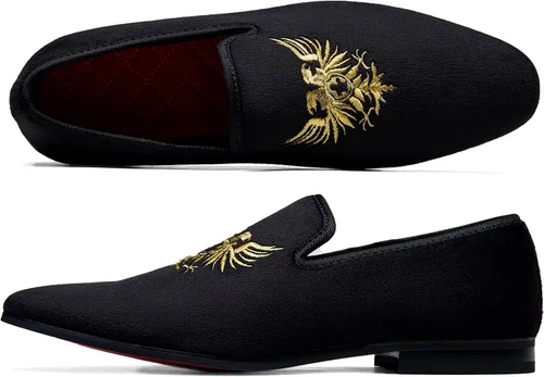 Vista 2 de Jousen Mocasines de terciopelo para hombre, zapatos de vestir, suaves, vintage, de lujo, para boda, fiesta, baile de graduación para hombres