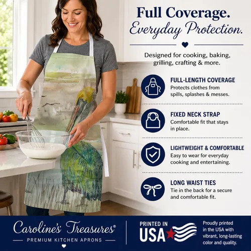 Vista 3 de Caroline's Treasures SC2012APRON Pelican Sunset Delantal de cocina, servidor de cocina, horneado, manualidades, jardinería para adultos, mujeres