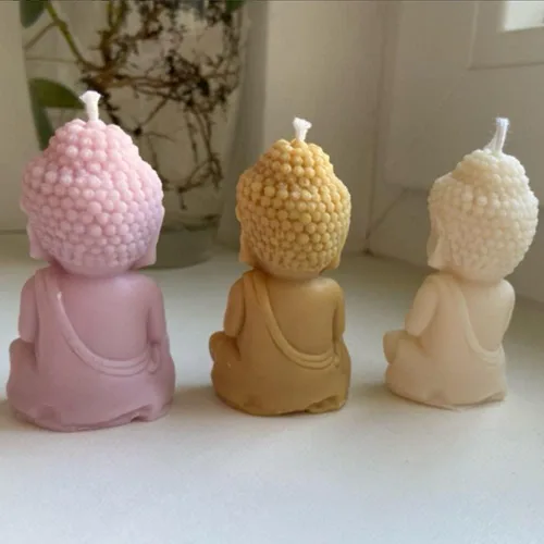 Vista 4 de Maitreya Buddha Design - Molde de vela de silicona perfumado, molde de cera de jabón perfumado, molde de silicona 3D para aroma, yeso, resina