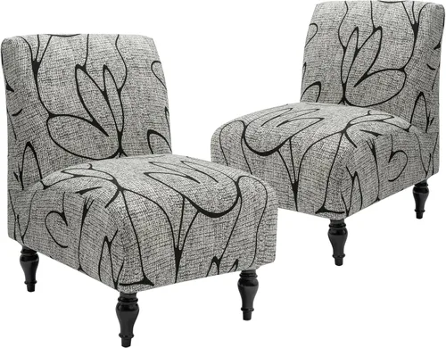 Vista 11 de Iauddy Funda para Silla de Acento Slipper sin Brazos Slipcover, Elástica de Spandex Extraíble Tela Jacquard Funda Antideslizante para Silla de Beige