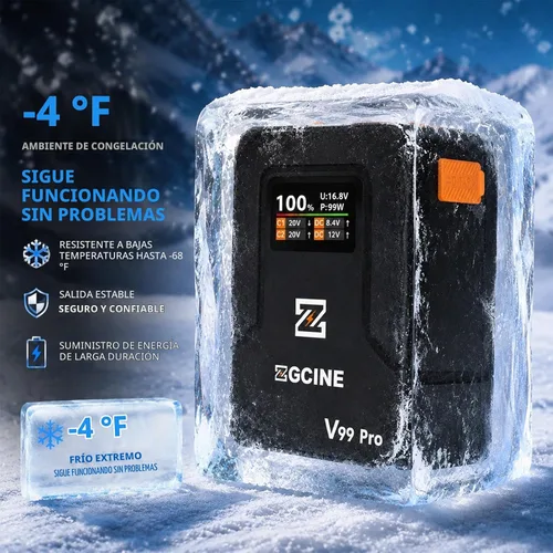 Vista 8 de ZGCINE V Mount Battery V99 Pro Airline-Safe 1.5H Carga completa con PD100W