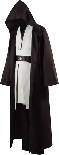 Vista 3 de Sampepa Disfraz de túnica de Halloween para hombre, disfraz de túnica con capucha, uniforme de caballero, cosplay, conjunto completo