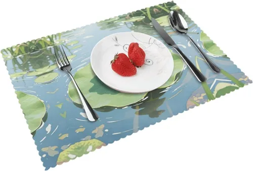 Vista 16 de Rectangular Placemats Set of 4, Heat Resistant Black Eagle Printed Kitchen Dining Table Mats