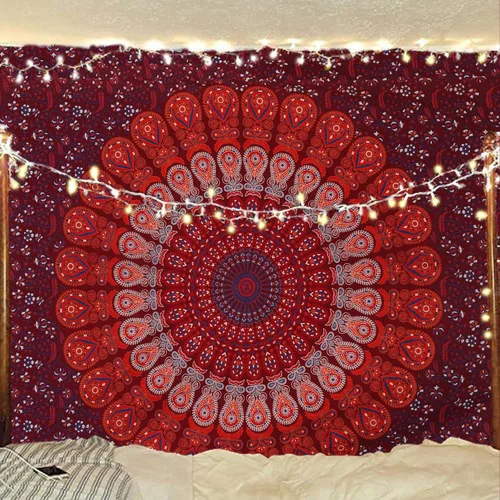Vista 9 de Tapiz hippie indio bohemio psicodélico dorado azul pavo real mandala colgante en la pared (negro blanco, Queen (84 x 90 pulgadas) (84.6 x 90.6 in)