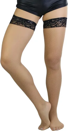 Vista 46 de ToBeInStyle Medias de red atemporales con costura trasera para mujer