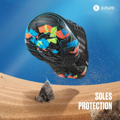 Vista 3 de Simari Zapatos de agua para mujer, hombre, natación, playa, piscina, deportes acuáticos, secado rápido, estilo descalzo, buceo, surf y caminar, negro