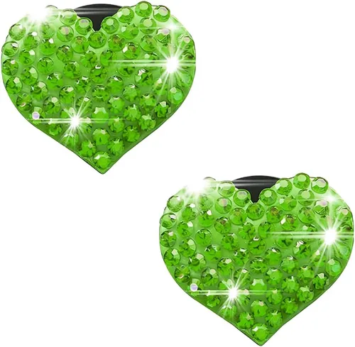 Vista 6 de Osilly - Clips brillantes para ventilación de automóvil, 2 piezas; adorno brillante con forma de corazón para salida de aire acondicionado
