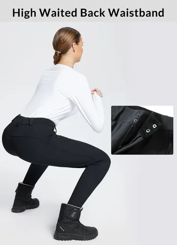 Vista 4 de BALEAF Women's Fleece Lined Snow Ski Pants Waterproof Windproof Softshell Insulated Slim Thermal Pants Zipper Bottom Leg