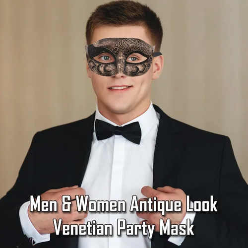 Vista 3 de Máscara de mascarada para hombre, máscara de aspecto antiguo para Halloween, fiesta veneciana, fiesta de máscaras y baile de máscaras