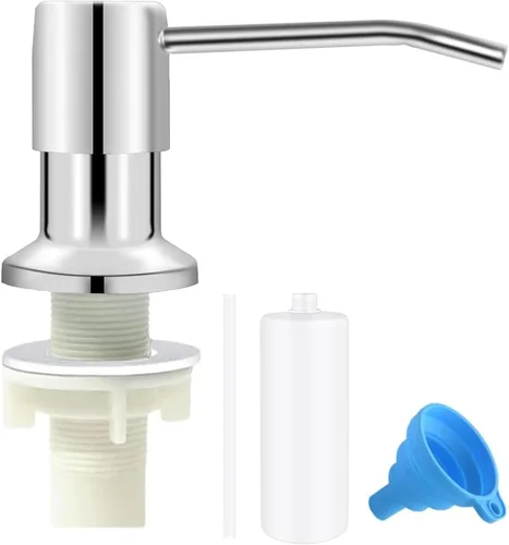 Vista 10 de Dispensador de jabón automático sin contacto para fregadero de cocina y baño, dispensador de jabón eléctrico comercial líquido de níquel cepillado