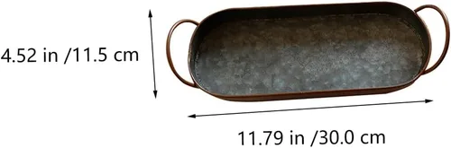 Vista 2 de Bandeja de pan de hierro forjado vintage con asas, bandeja ovalada de metal para servir en el hogar, cocina, pastelería