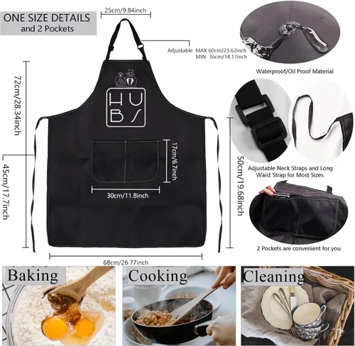 Vista 2 de MBMSO Juego de delantales para marido y esposa, delantal para esposa, regalo de boda para parejas, para él y ella, delantales de cocina, regalo