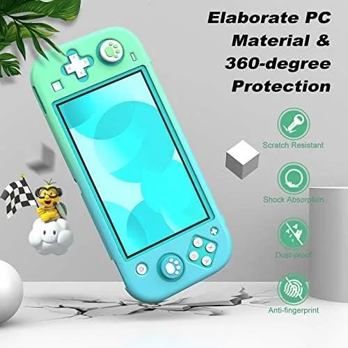 Vista 5 de MoKo Funda protectora compatible con Nintendo Switch Lite, funda protectora de PC con 4 tapas de agarre para el pulgar y 2 protectores de pantalla