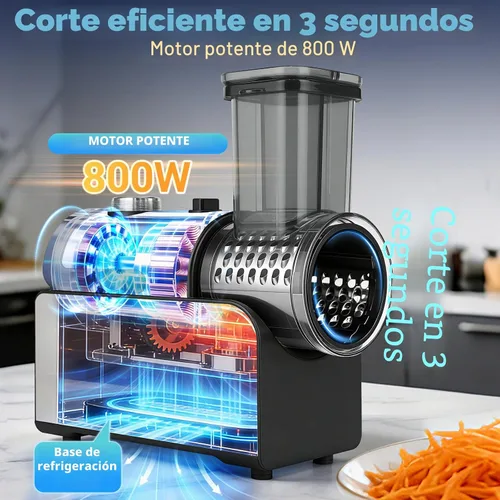Vista 3 de Rallador eléctrico de queso 6 en 1 de acero inoxidable 800 W