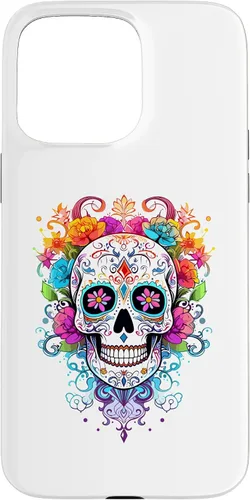 Vista 31 de Halloween Sugar Skull Flower Calavera Dia De Los Muertos Case for iPhone 17