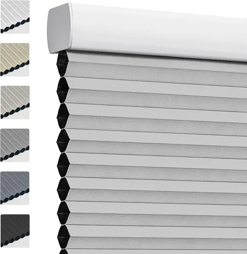 Vista 8 de Keego Persianas celulares opacas sin cordones, con diseño de panal de abeja, persianas para ventanas de dormitorio, para el hogar, fáciles de Beige
