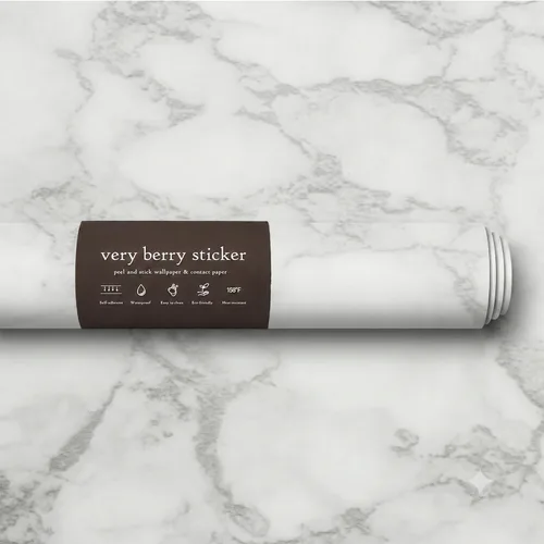 Vista 10 de Papel de contacto de mármol Very Berry Sticker (Gris claro piedra, 24" x 78") Envoltura de encimera gruesa y premium, despegar y pegar, vinilo