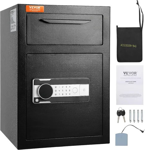 Vista 13 de VEVOR Caja Fuerte de Depósito de 0.6 Pies Cúbicos, Caja Fuerte de Ranura de Depósito con Contraseña y Perilla Giratoria, Caja de Depósito