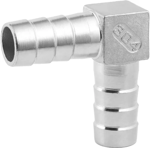 Vista 5 de Acero inoxidable 1" manguera Codo de púas 90 grados L Ángulo recto de púas de montaje de agua Combustible Aire