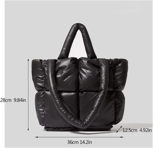 Vista 5 de Bolsa de hombro acolchada para mujer, bolsa de lujo a cuadros, bolsa de almohada suave, acolchada y de alta capacidad para axilas