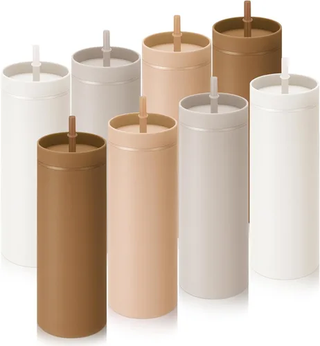 Vista 11 de Baderke - Paquete de 8 vasos delgados de 16 onzas a granel con tapa y Verde oscuro