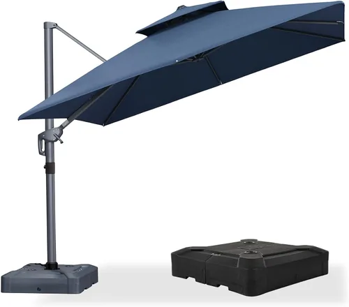 Vista 24 de PURPLE LEAF Sombrilla de Patio Voladiza de 10' x 13' para Exteriores con Base de 330 libras, Sombrilla Rectangular Grande Resistente al Viento