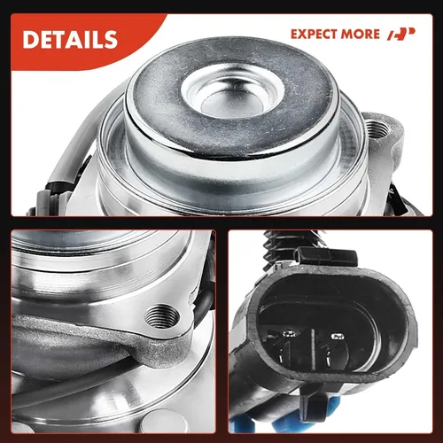Vista 8 de A-Premium Rodamiento de rueda delantera y conjunto de cubo con ABS y 8 lengüetas compatible con Chevrolet y GMC - 2003-2017 - Express