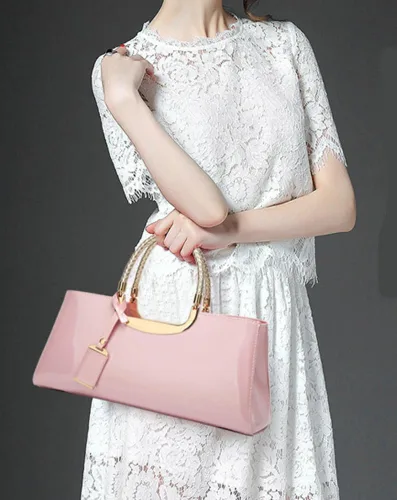 Vista 4 de Bolso de mano de cuero vegano brillante para mujer, bolso de hombro grande para mujer, bolso de mano de noche, bolso de mano para fiesta