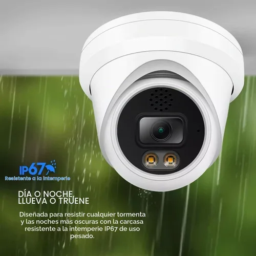 Vista 5 de Marquis Cámara domo de torreta IP PoE de 6MP con micrófono, gran angular de 0.110 in, visión nocturna a todo color 24/7, luz dual, resistente a