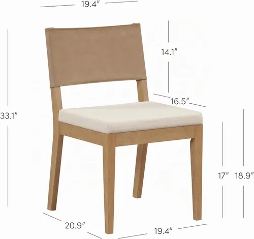 Vista 2 de Nathan James Linus - Silla de comedor tapizada moderna con patas de goma maciza en un acabado marrón cepillado con alambre, marrón claro Marrón