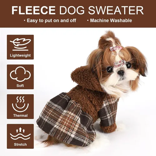 Vista 4 de Suéter para perro, ropa para cachorros, para perros pequeños, niño, niña, mascotas, sudaderas para perros clima frío, abrigos de perrito, sudadera