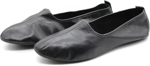 Vista 2 de Mens Indoor Leather Slippers Black Traditional Babouche House Shoes Barefoot Moccasin