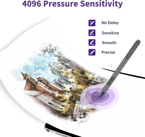 Vista 3 de Uogic Bolígrafo para Microsoft Surface, 4096 Lápiz óptico de rechazo de palma con sensibilidad a la presión, para Surface Pro