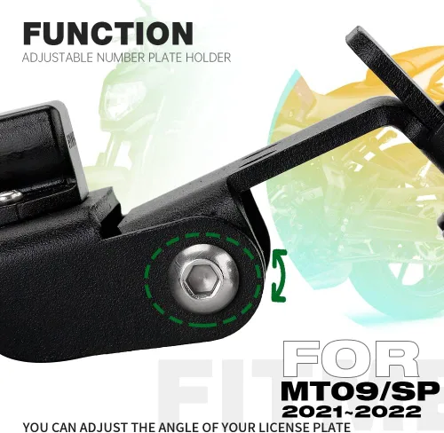 Vista 7 de Soporte de placa de matrícula para MT-09/SP 2022 2023 cola de motocicleta, eliminador de guardabarros ordenado, luz LED, accesorios E4