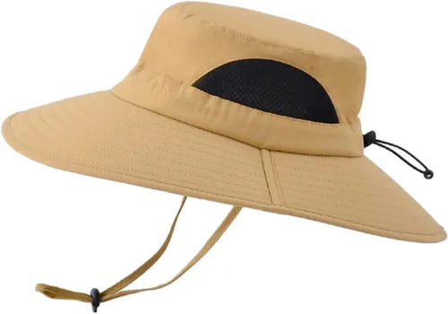 Vista 13 de Surblue Sombrero de sol para mujeres/hombres, sombrero de pesca con protección UV UPF 50+ sombrero de pescador de ala ancha Gris claro
