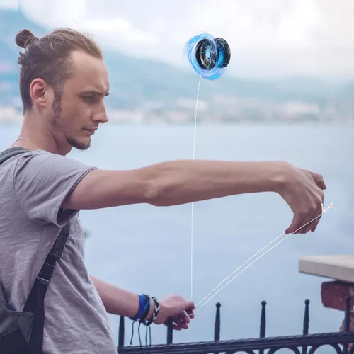 Vista 4 de Lenwen 50 piezas de aleación sensible colorido Yoyo a granel metal principiante cuerda trucos adultos jugadores bola de tecnología de retorno