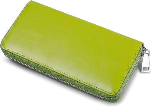 Vista 6 de JEEBURYEE Carteras para mujer con bloqueo RFID de cuero con cremallera alrededor de la cartera de viaje