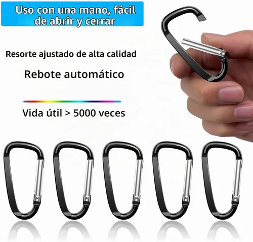 Vista 3 de 2.4 "24pcs pequeño mosquetón clip llavero, aluminio D anillo forma clips con llavero gancho