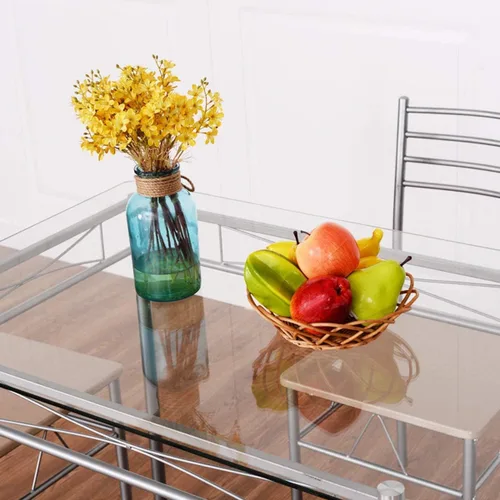 Vista 7 de Casart Juego de mesa de comedor de 5 piezas y 4 sillas con tapa de vidrio para cocina y desayuno