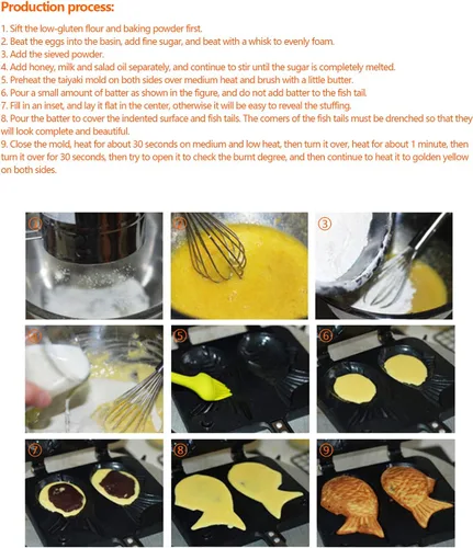 Vista 7 de Taiyaki - Molde para tartas en forma de pez, molde doble para hacer panqueques en forma de pez