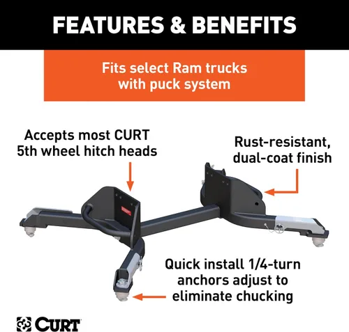 Vista 3 de CURT 16021 sistema de soporte con 5 patas de rueda para Ram