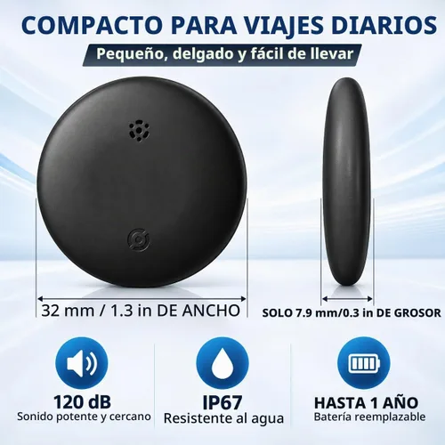 Vista 5 de Paquete de 2 etiquetas Air Tracker para Apple Find My y Google Find Hub, color negro